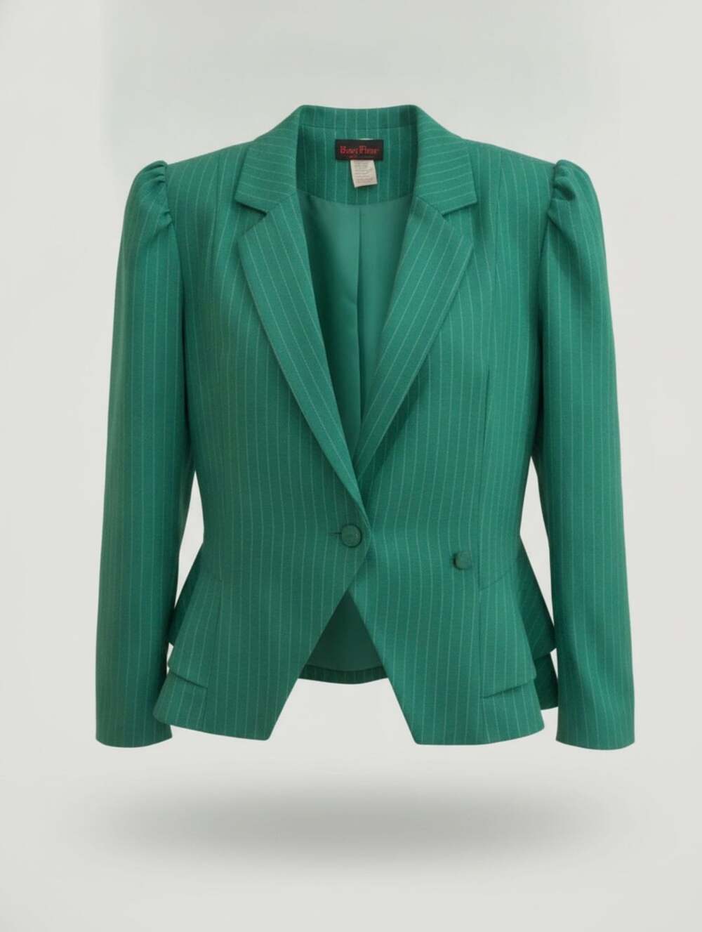 Bonfire Blazer Size 12 Green Pinstripe Peplum